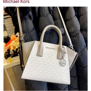 Michael Kors Avril Small Top Zip Satchel Shoulder Crossbody Bag MK Bright White
